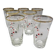 Set of 7 vintage glasses from the 50s/60s - enamelled playing cards
