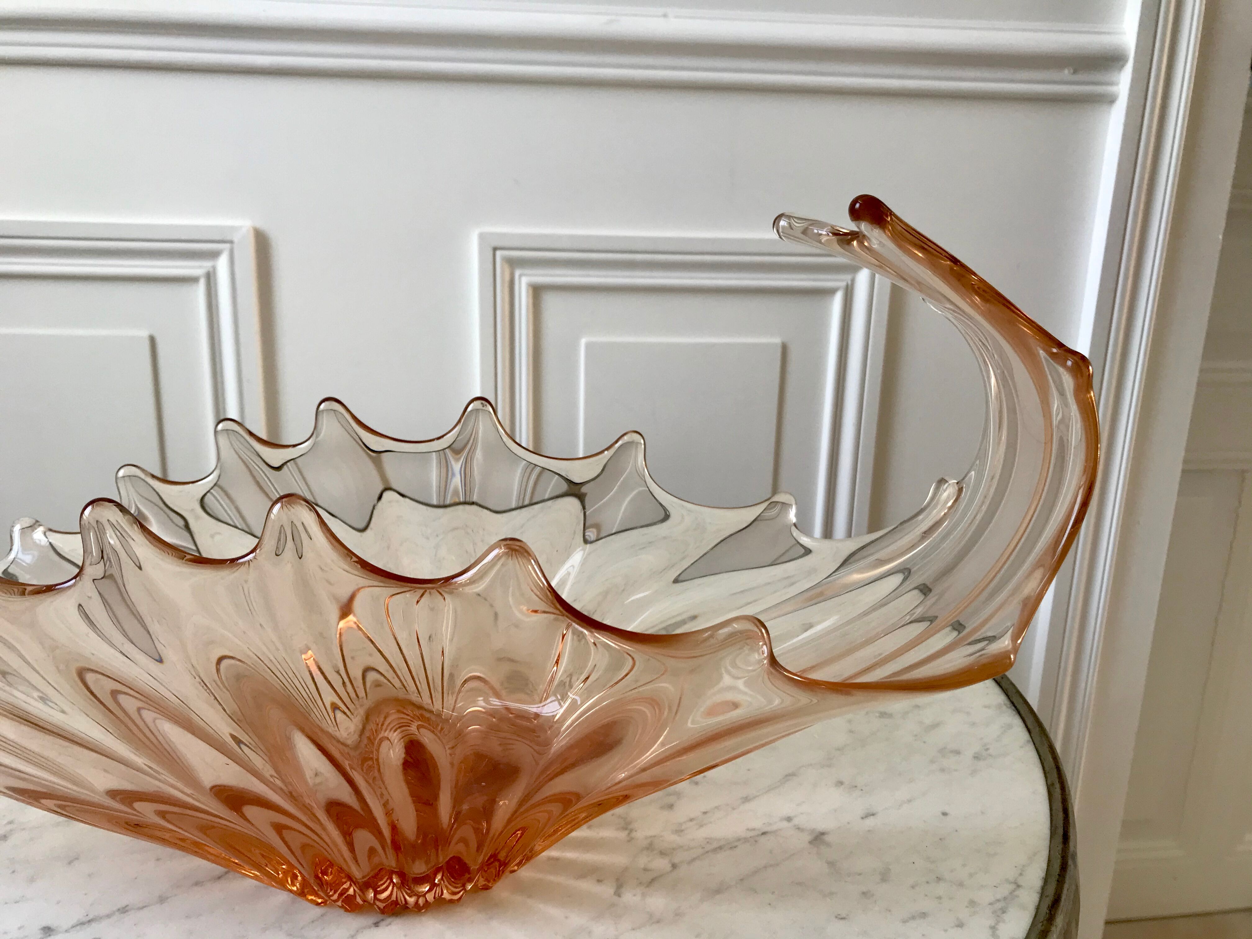 Large pink glass cup 50s-60s