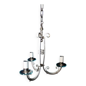 Lustre 3 feux Art déco - laiton