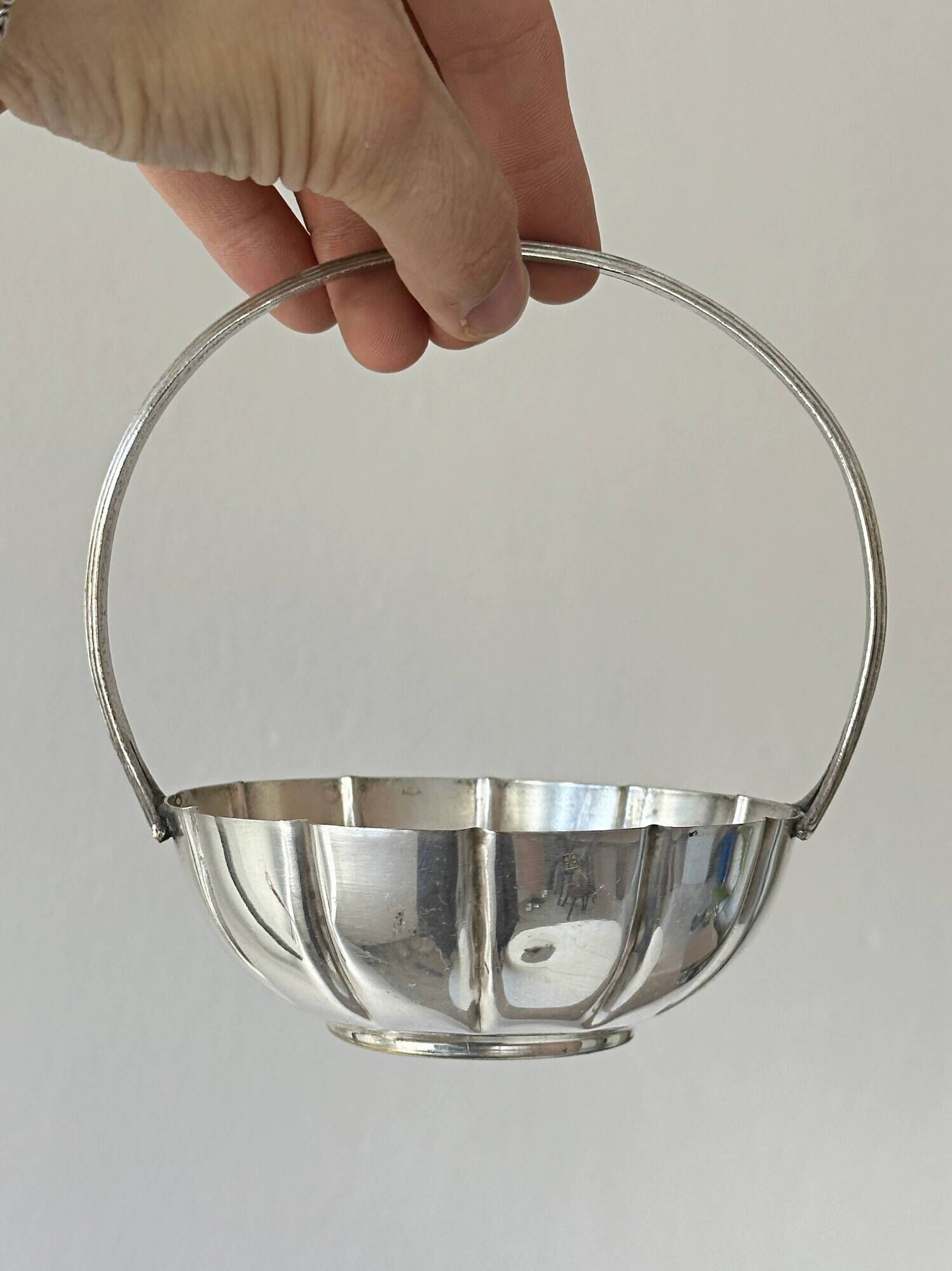 Small vintage silver-plated metal basket