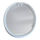 Old Oval Cast Iron Mirror - White - Vintage - 48 x 38.5 cm.