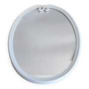 Ancien Miroir Ovale En Fonte - Blanc - Vintage - 48 x 38,5 cm.