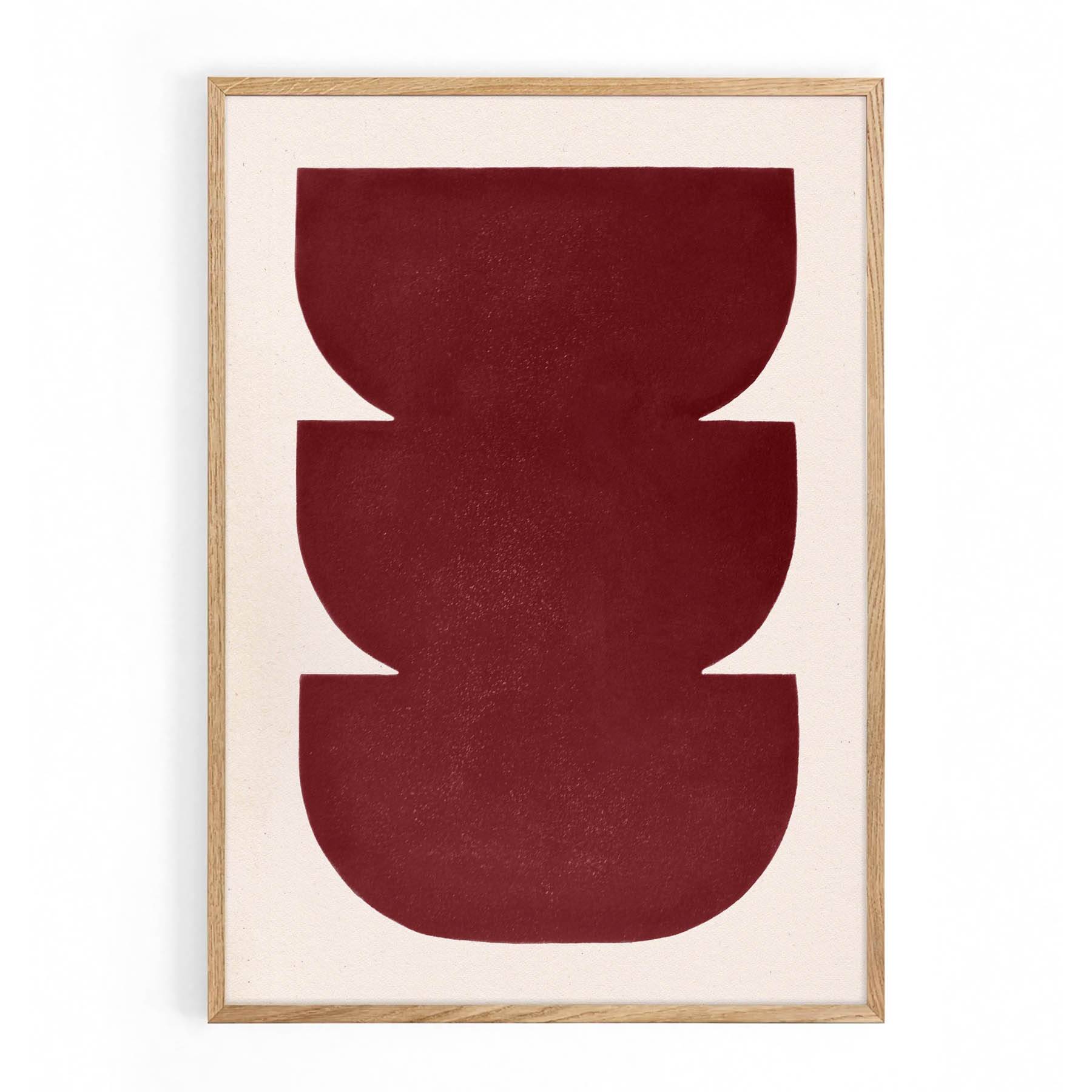 Abstract painting 50x70cm wine red signed Eawy