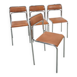 Skai bauhaus chromen Italiaanse buisframe stapelbare stoel