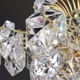 Chandelier in gilded brass and crystal glass by Kinkeldey, Germany, 1970s.