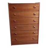 Teak veneer chest of drawers