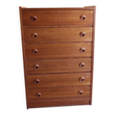 Teak veneer chest of drawers
