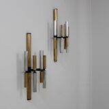 Stilnovo brass and aluminun tubes sconces 1950s