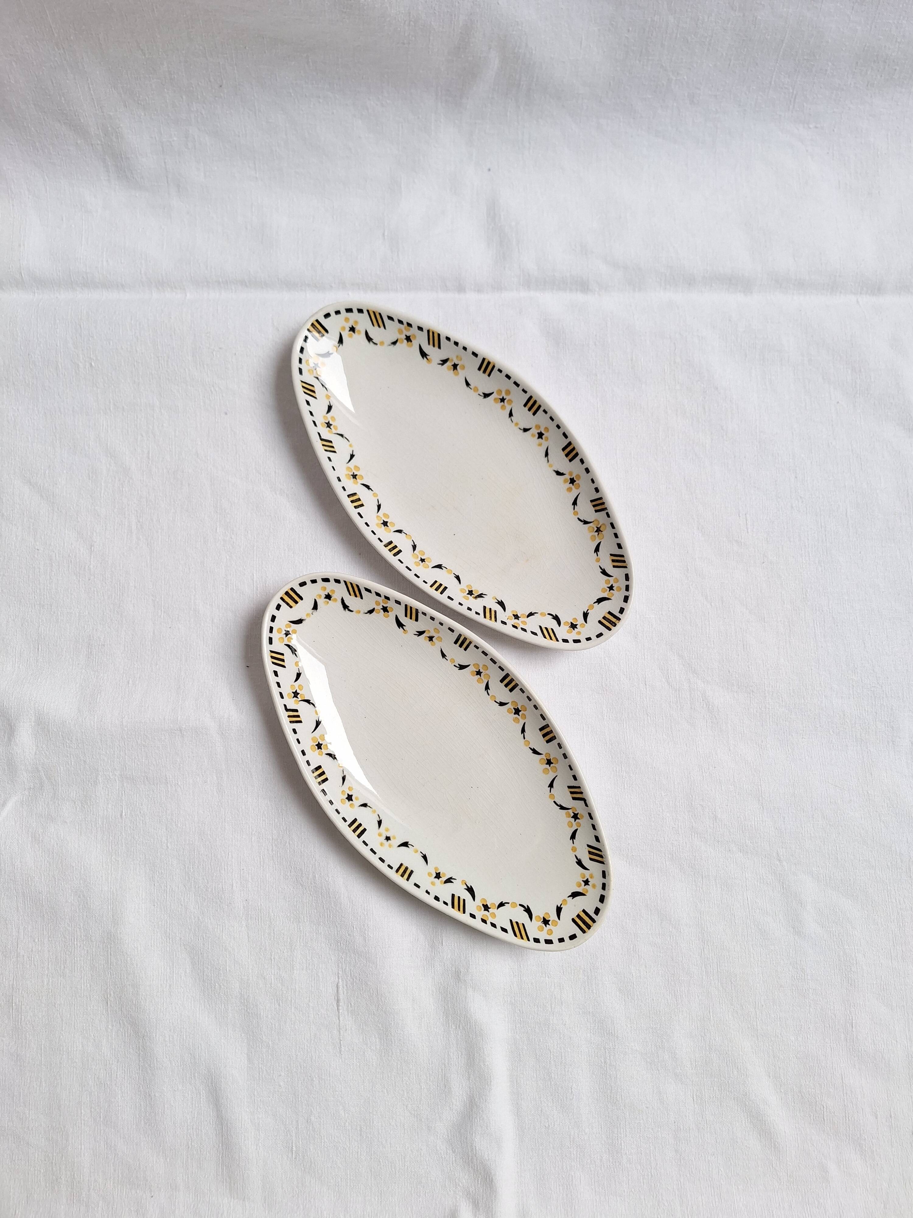 Ravier / Yellow and black aperitif plate Gien 456