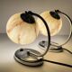 Pair of art deco lamps, chrome glass