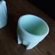 2 coquetiers opaline vert pâle art déco