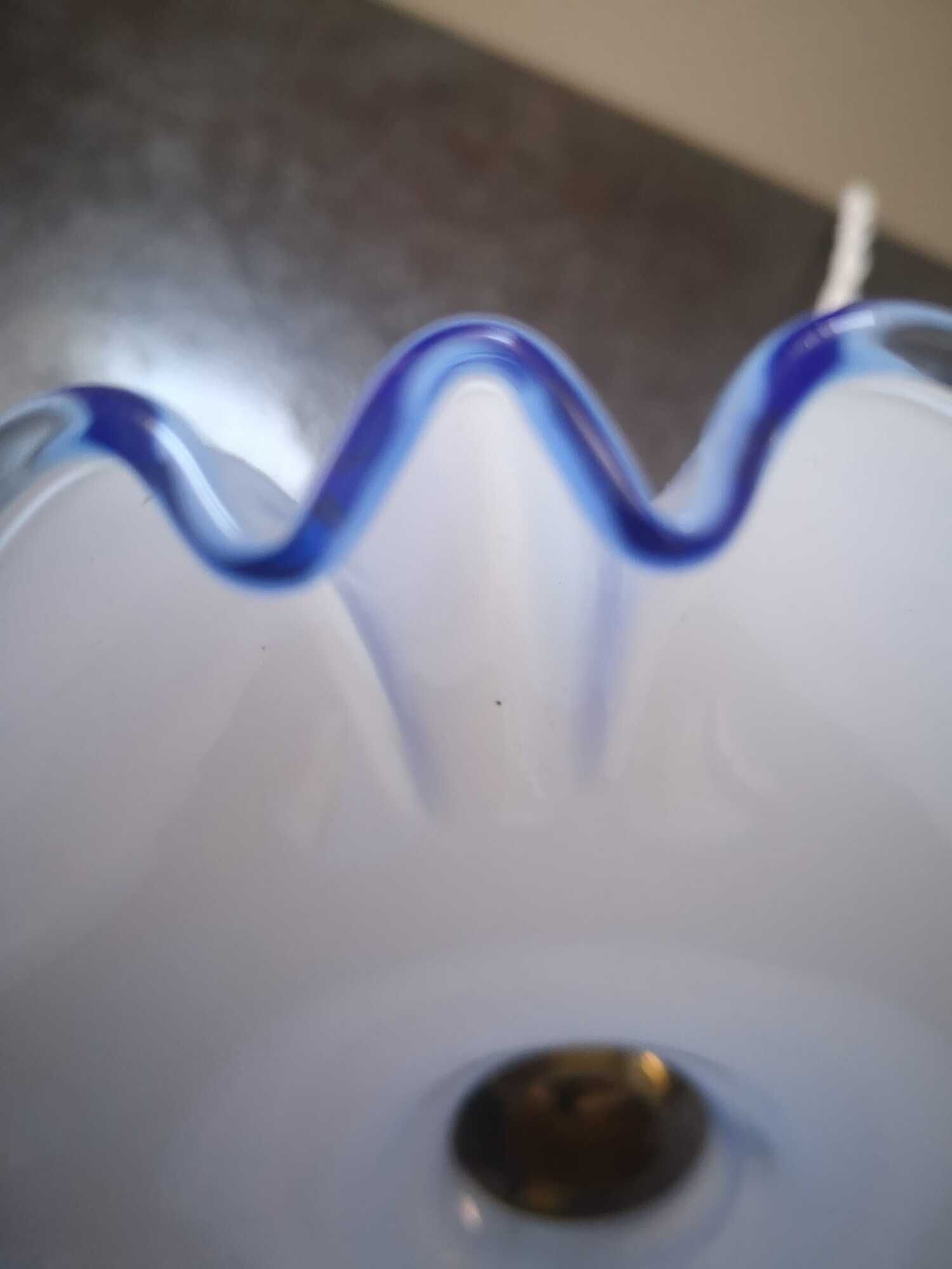 Hanging lamp ballad opaline blue art deco 1930 unusual shape ø 23.5