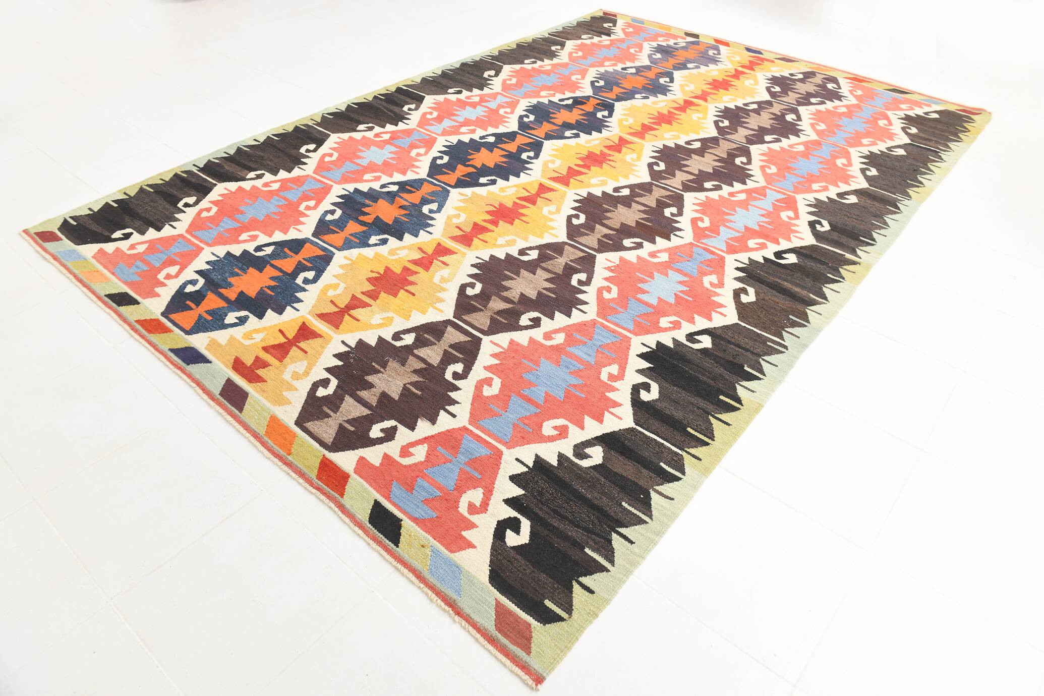 8x12 Kilim Red & Navy Blue Persian Kilim Rug, 255x376Cm