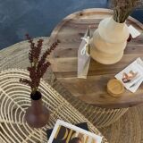 Solid walnut and rattan coffee table