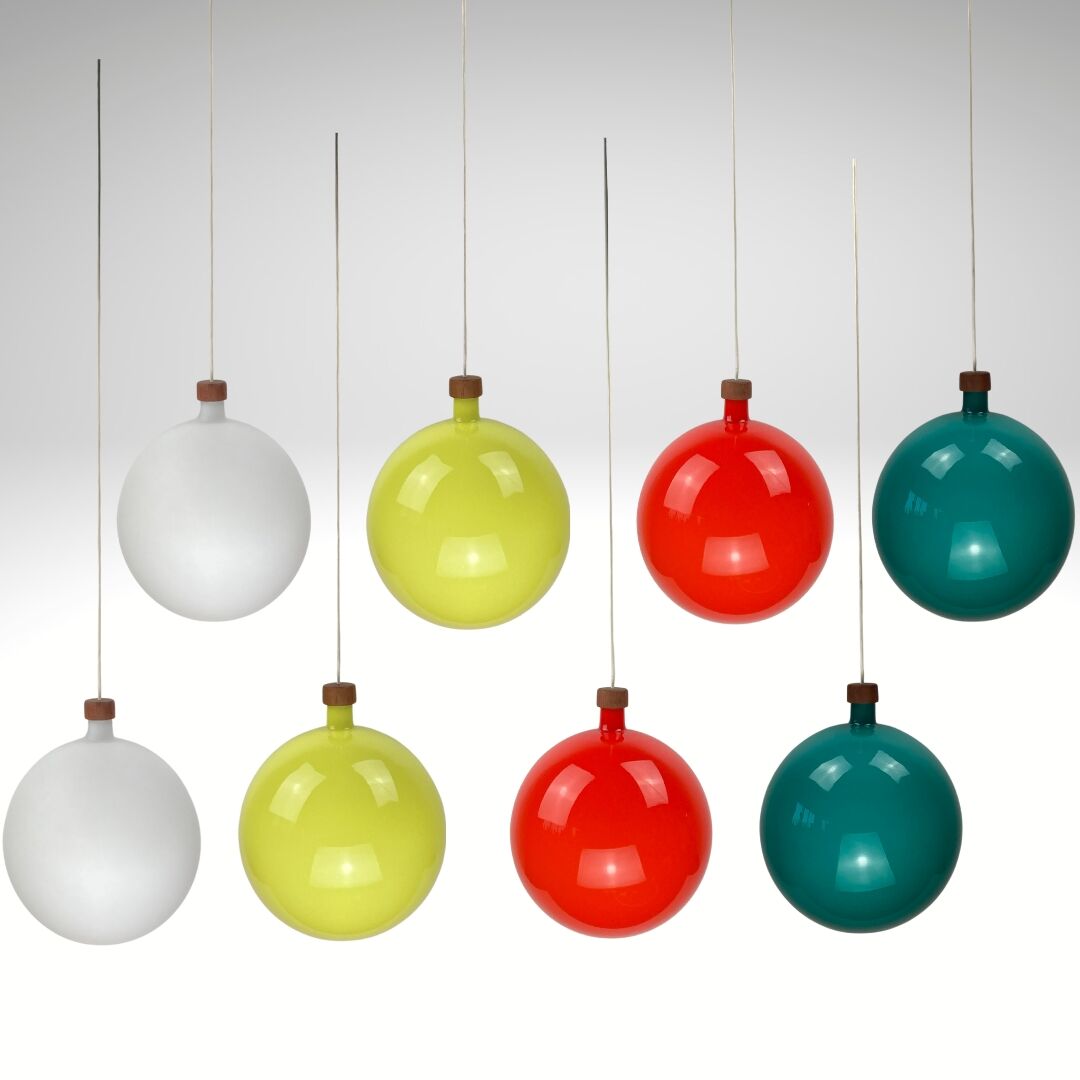 Cascade glass and teak lamp by Uno & Östen Kristiansson for Luxus, Sweden 1960s