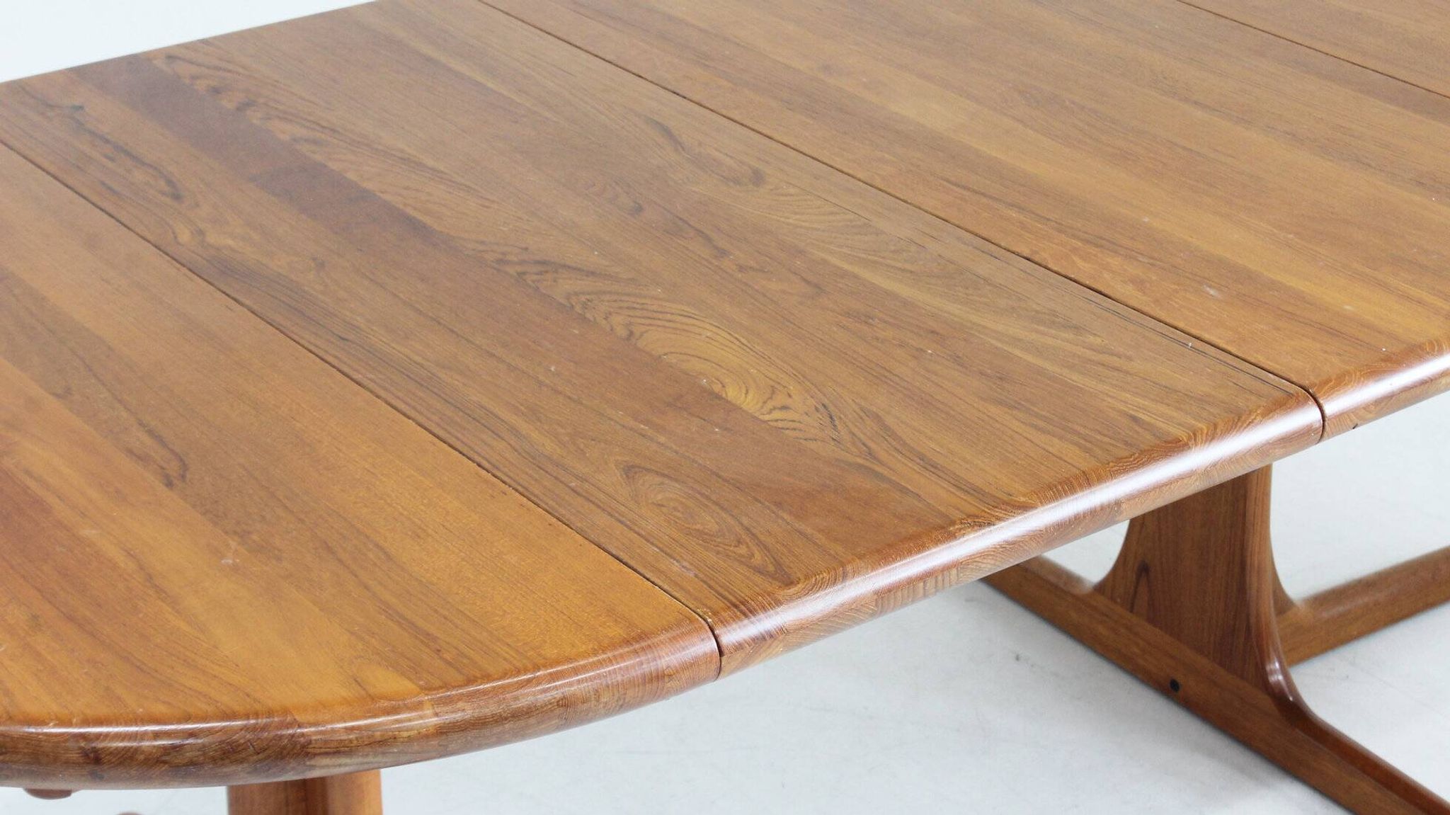 Vintage Danish round extendable dining table solid teak 1960s