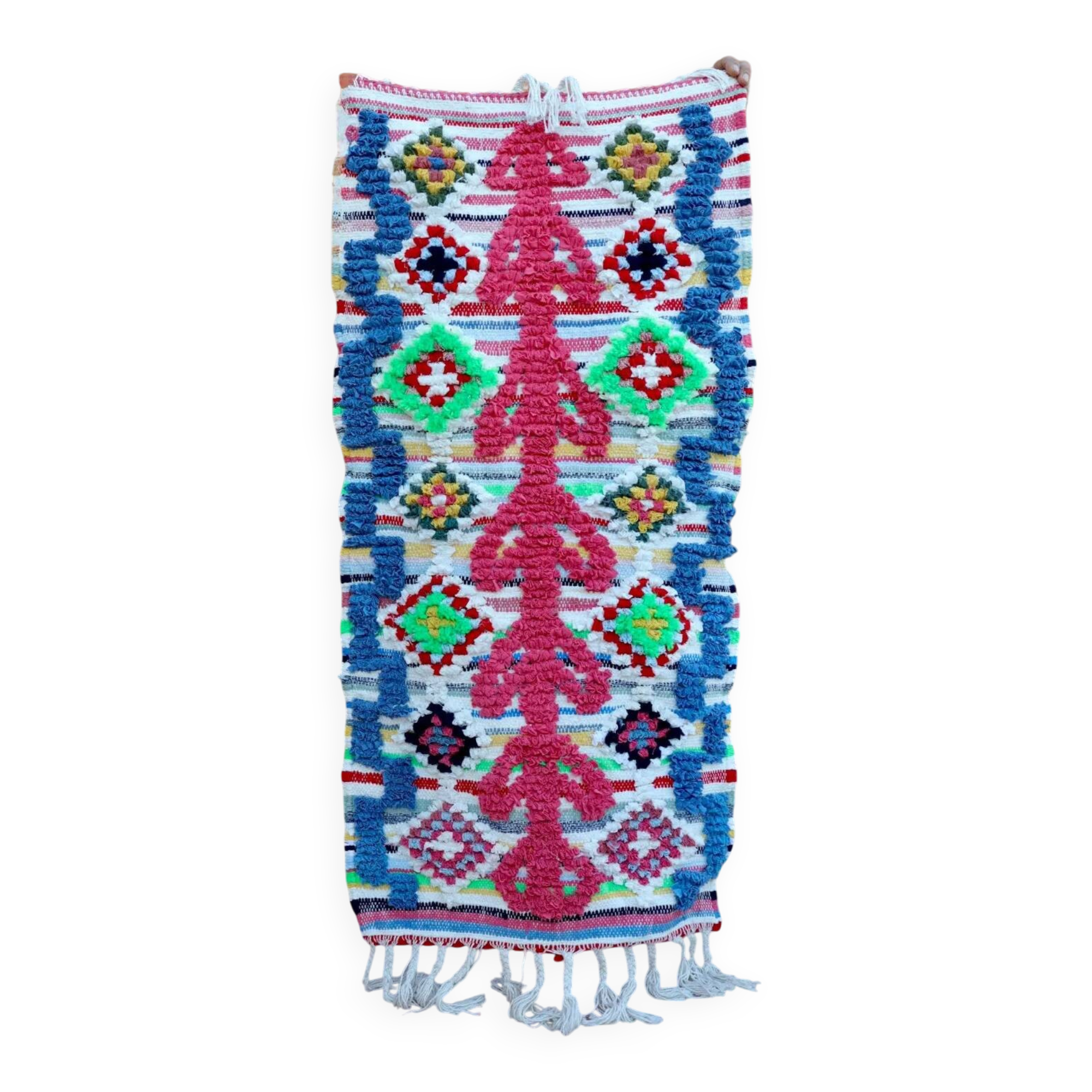 Colourful Boucherouite Berber Rug 62x120 cm