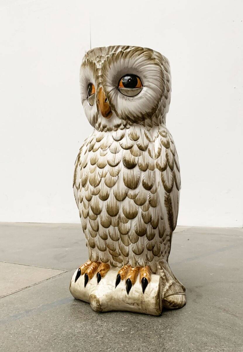 Vintage Italian ceramic owl umbrella stand