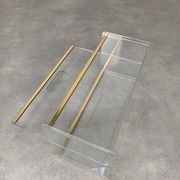 Plexiglas and brass magazine door 70s Hollywood Regency style