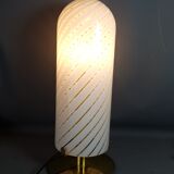 Table lamp blown glass & gold metal Italy vintage 70/80s