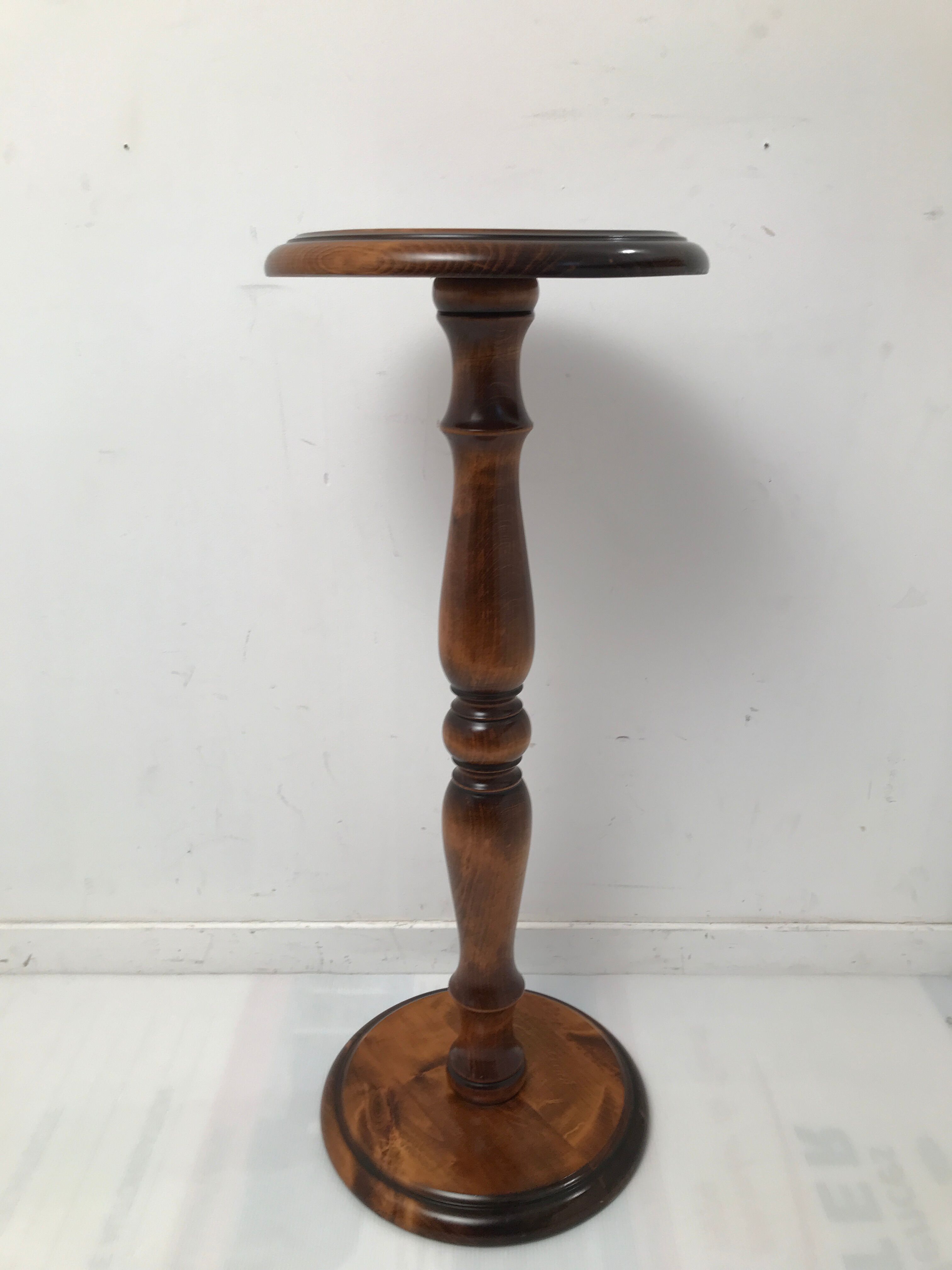Column, wooden pedestal turned in vintage walnut