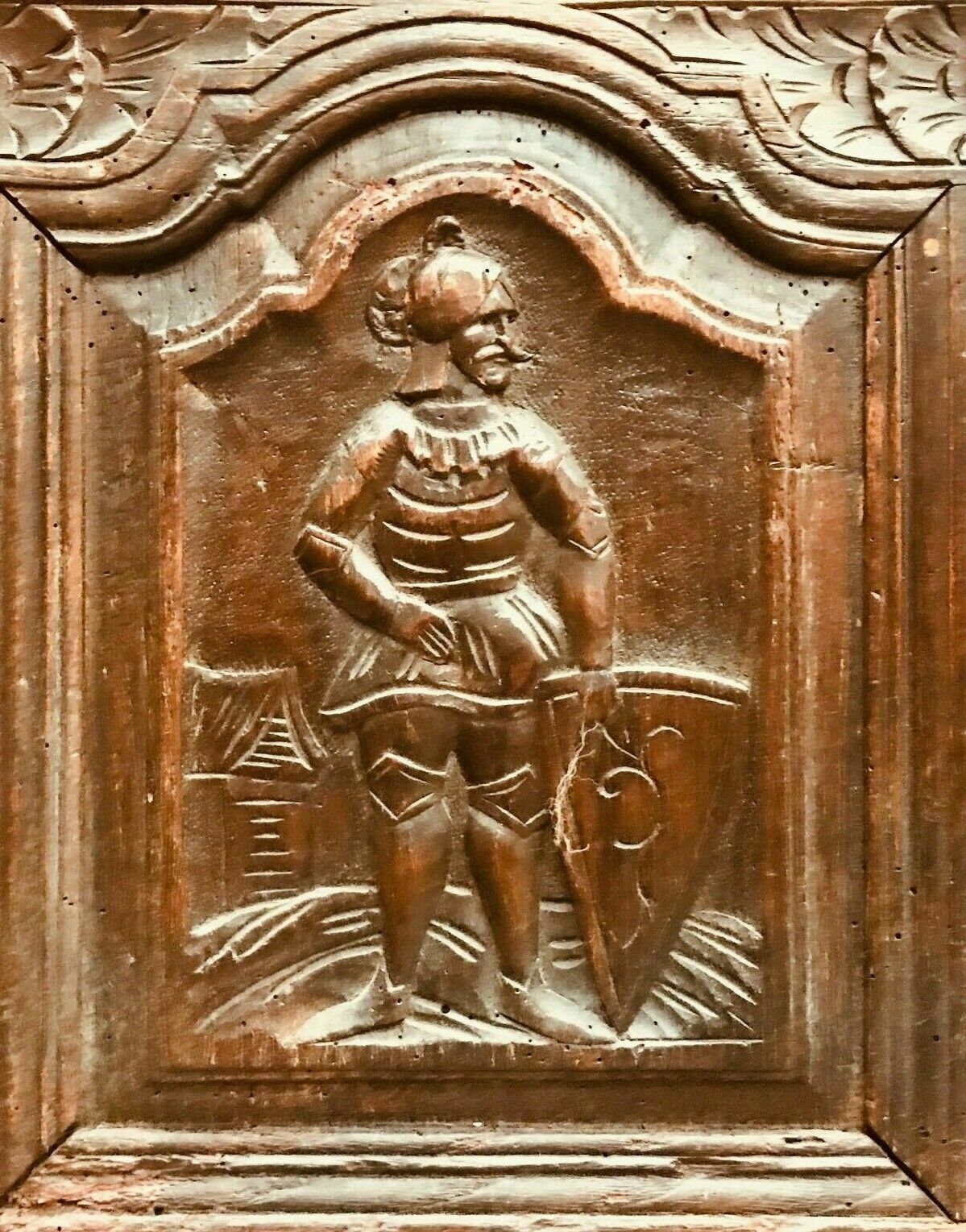 19th century carved ash-style chest bench