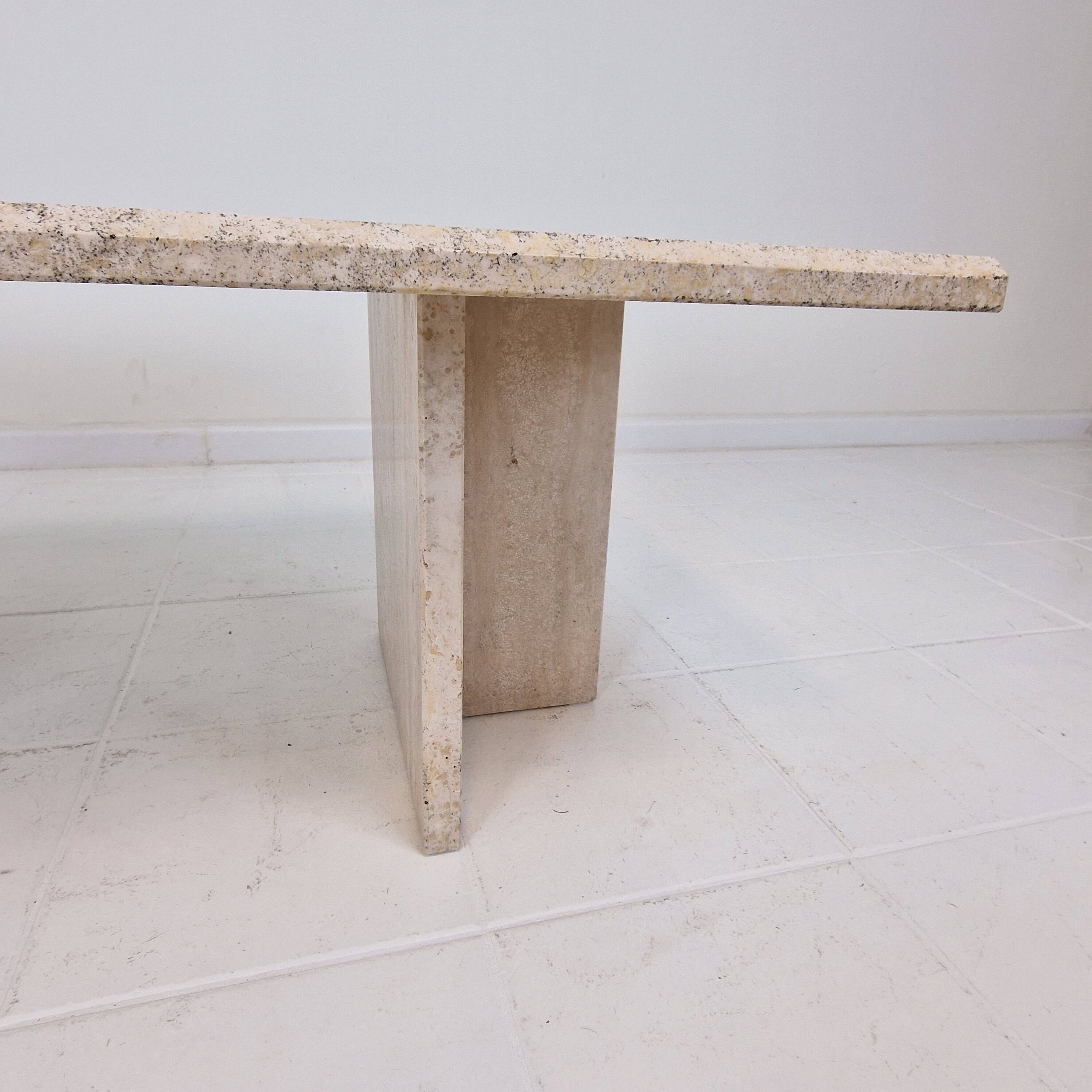 Rectangle Travertine Coffee or Side Table, Italy 1980's