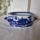 English porcelain flower pot or planter, blue Victorian landscape