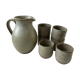 Service pitcher and its 6 matching cups of vintage sandstone