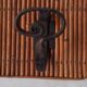 Vintage rattan and metal coat rack