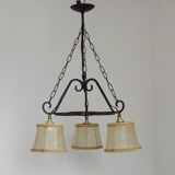 Rustique français vintage noir fer forgé 3 lumières lustre nuances de peau 4526