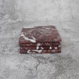Madeji – Red Square Natural Marble Coasters - set of 4
