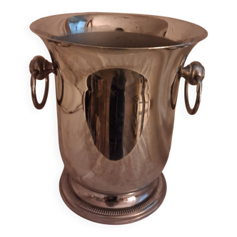 Stainless steel champagne bucket, silversmith Jean Couzon, model on a pedestal.