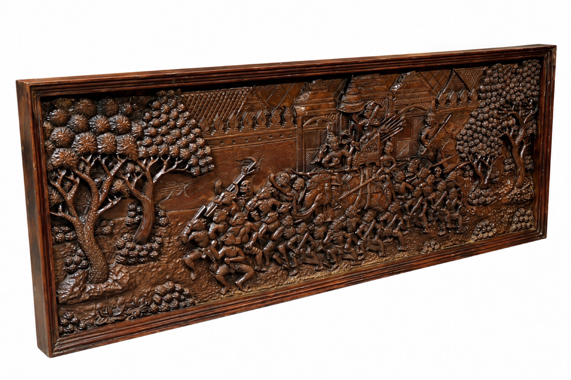 Large Balinese carved panel - scene from the Ramayana