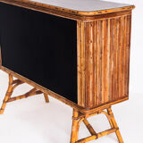 Vintage bar counter in canning and rattan. France, 50s.