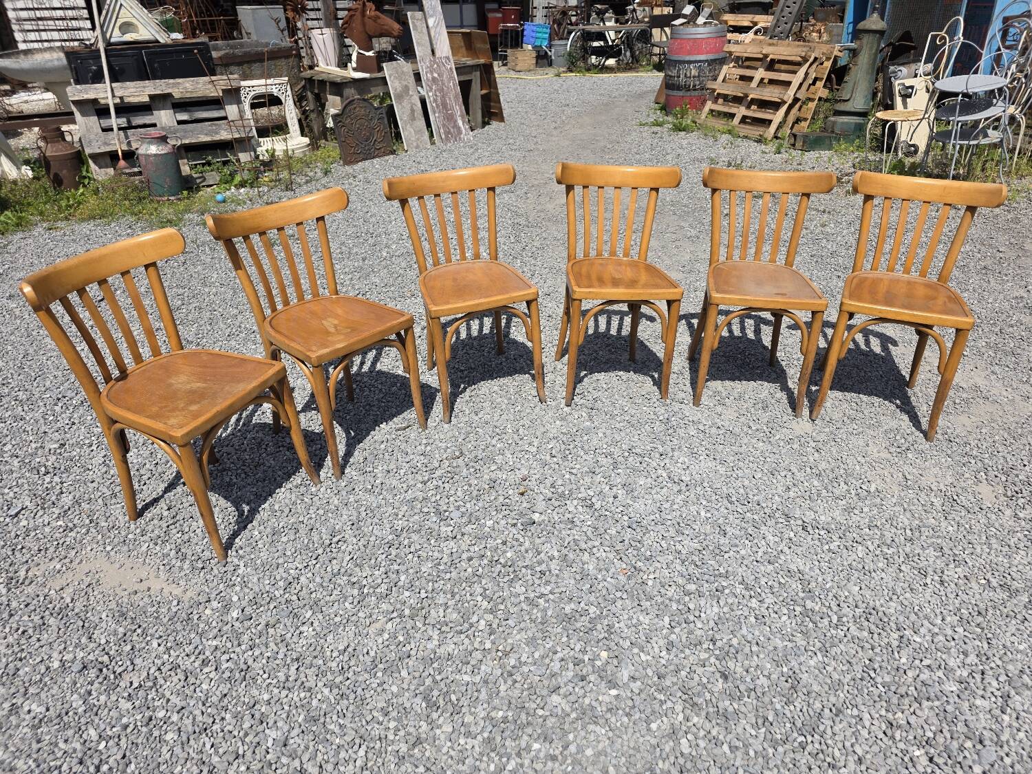 6 Luterma curved wooden bistro chairs