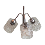 Mid-century chandelier, chrome and glass, Belgium 1960