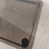 Dining table desk chrome steel and smoked glass