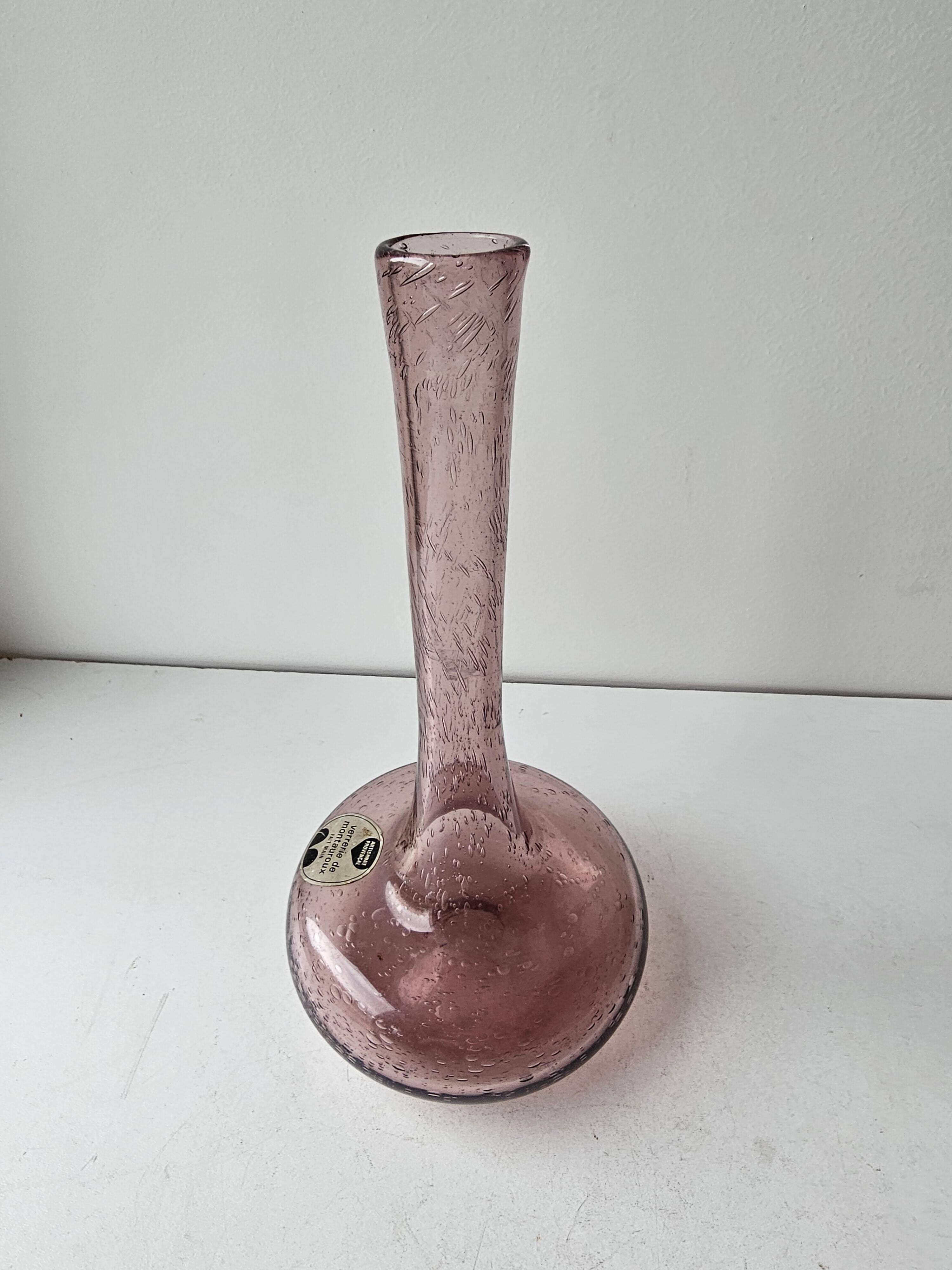 Vintage Bubble Glass Soliflore Vase Montauroux Height 2
