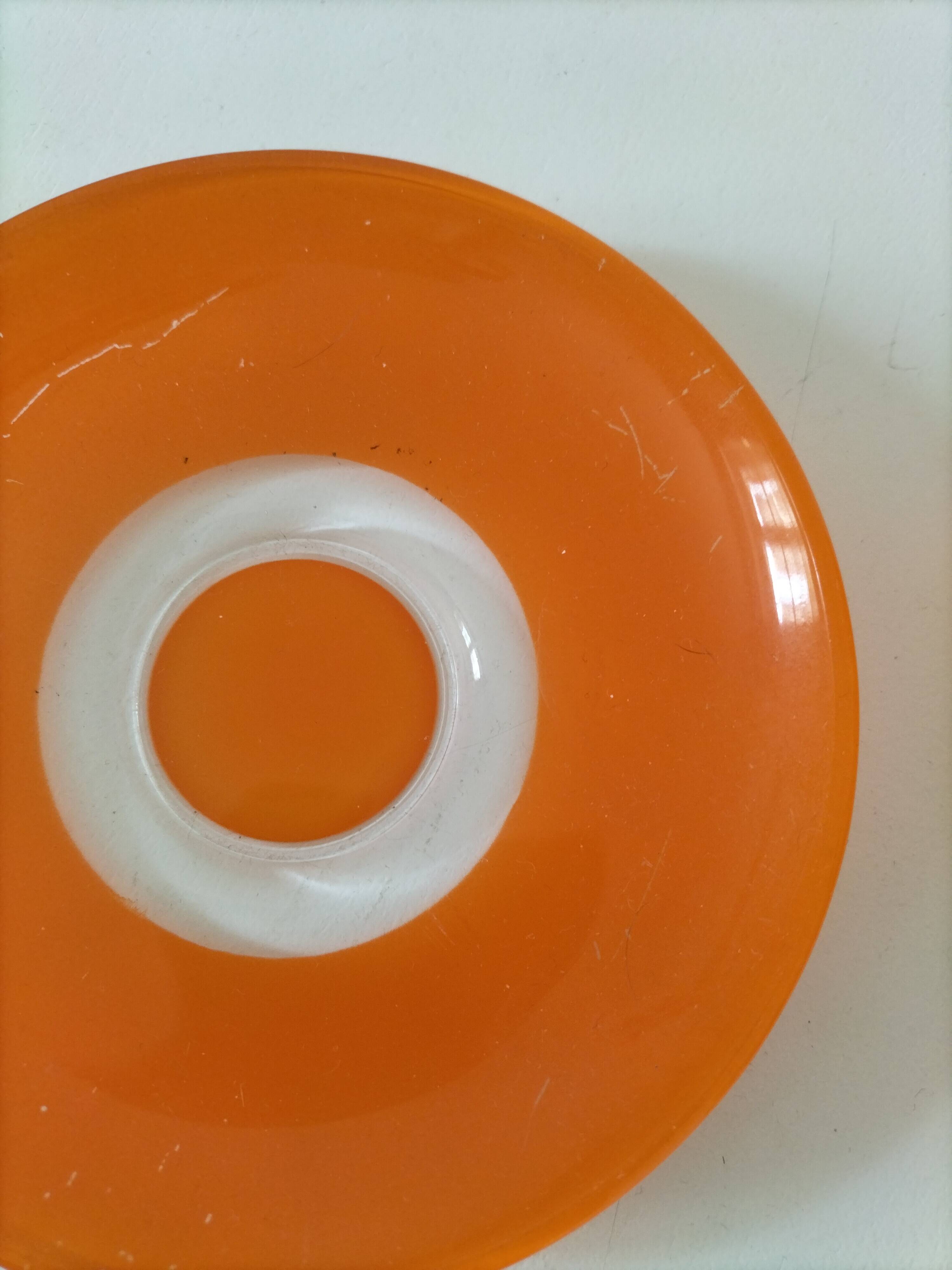 Duralex orange cup and saucer – vintage 70s design