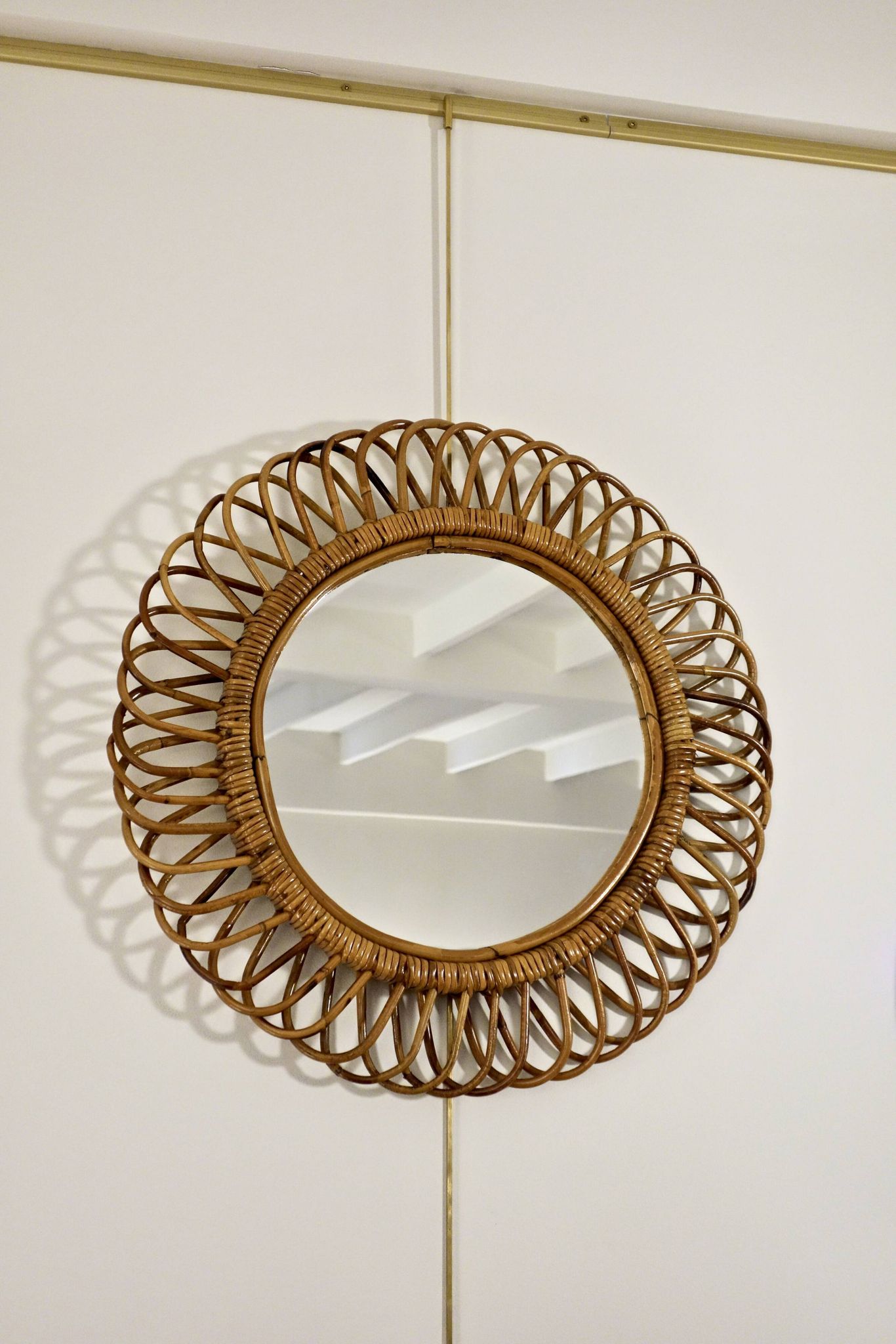Rattan and bamboo mirror attributed to Franco Albini, Italy 1960's