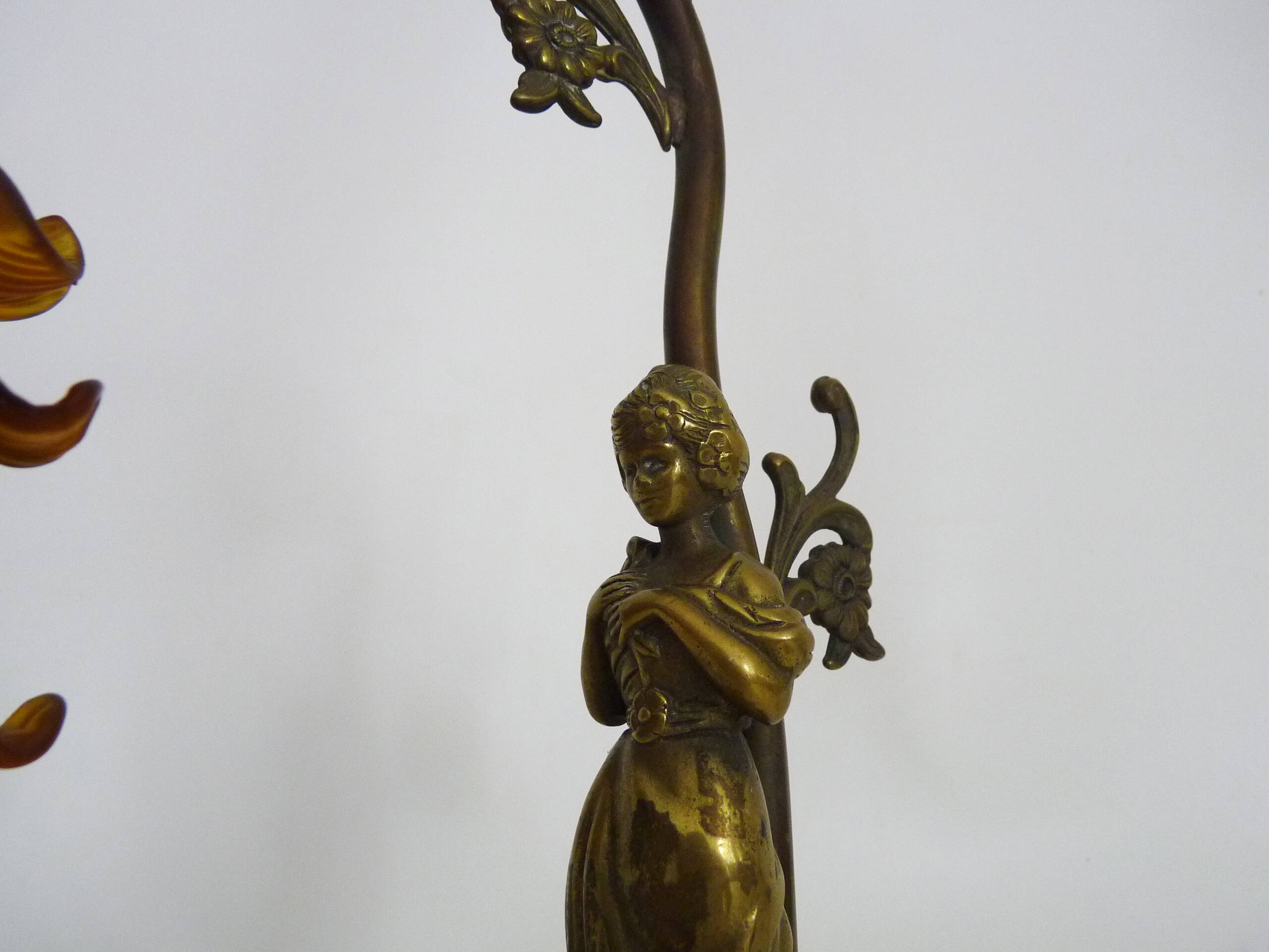 Table lamp, Art Nouveau style, female figure with removable head