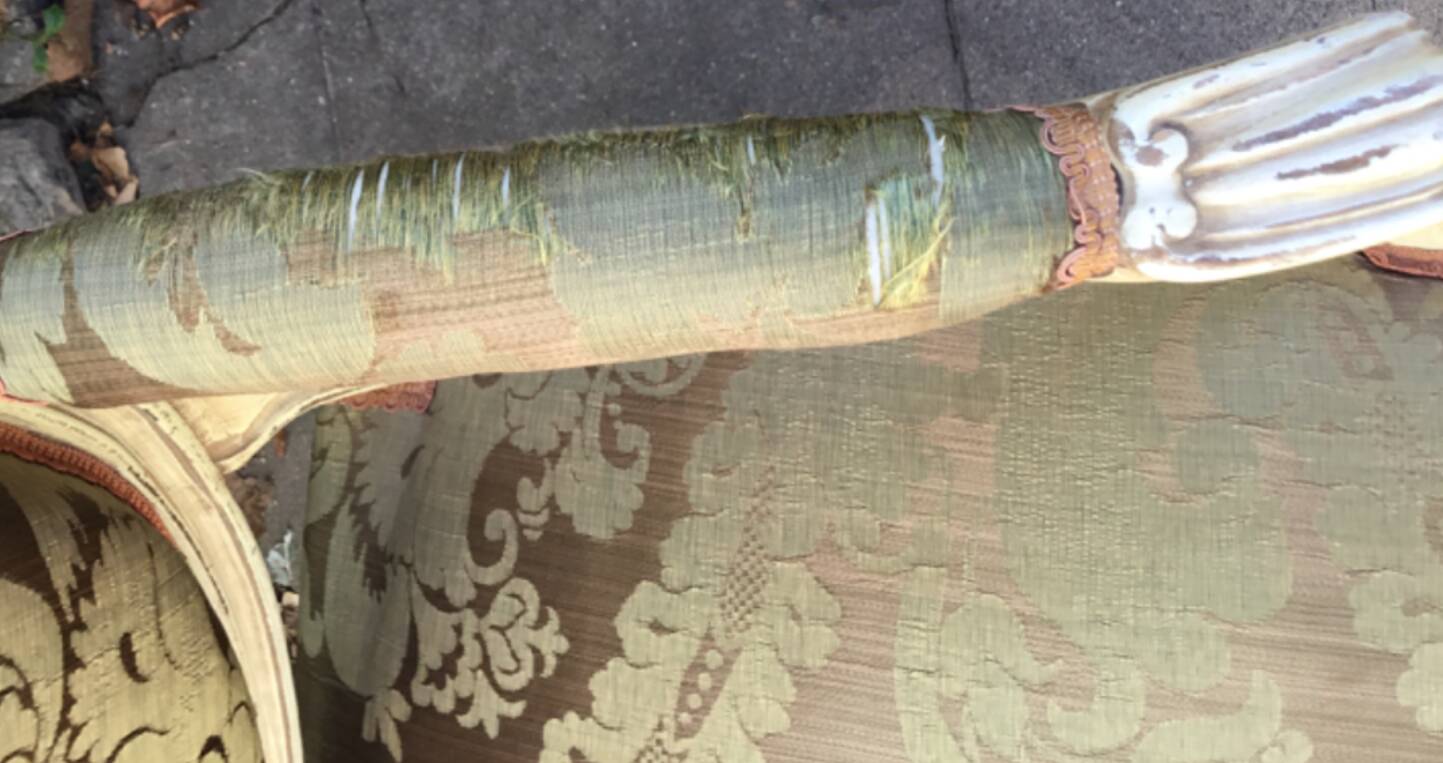 Louis XVI style armchair in cream lacquered wood