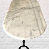Oval marble and cast iron bistro table