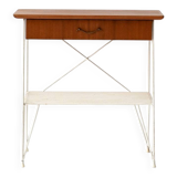 Table de chevet scandinave en métal et acajou, années 1960
