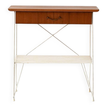 Vintage Scandinavian bedside table 1960s in metal and mahogany