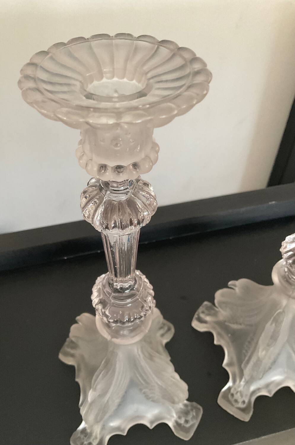 Pair of vintage Val St Lambert candlesticks