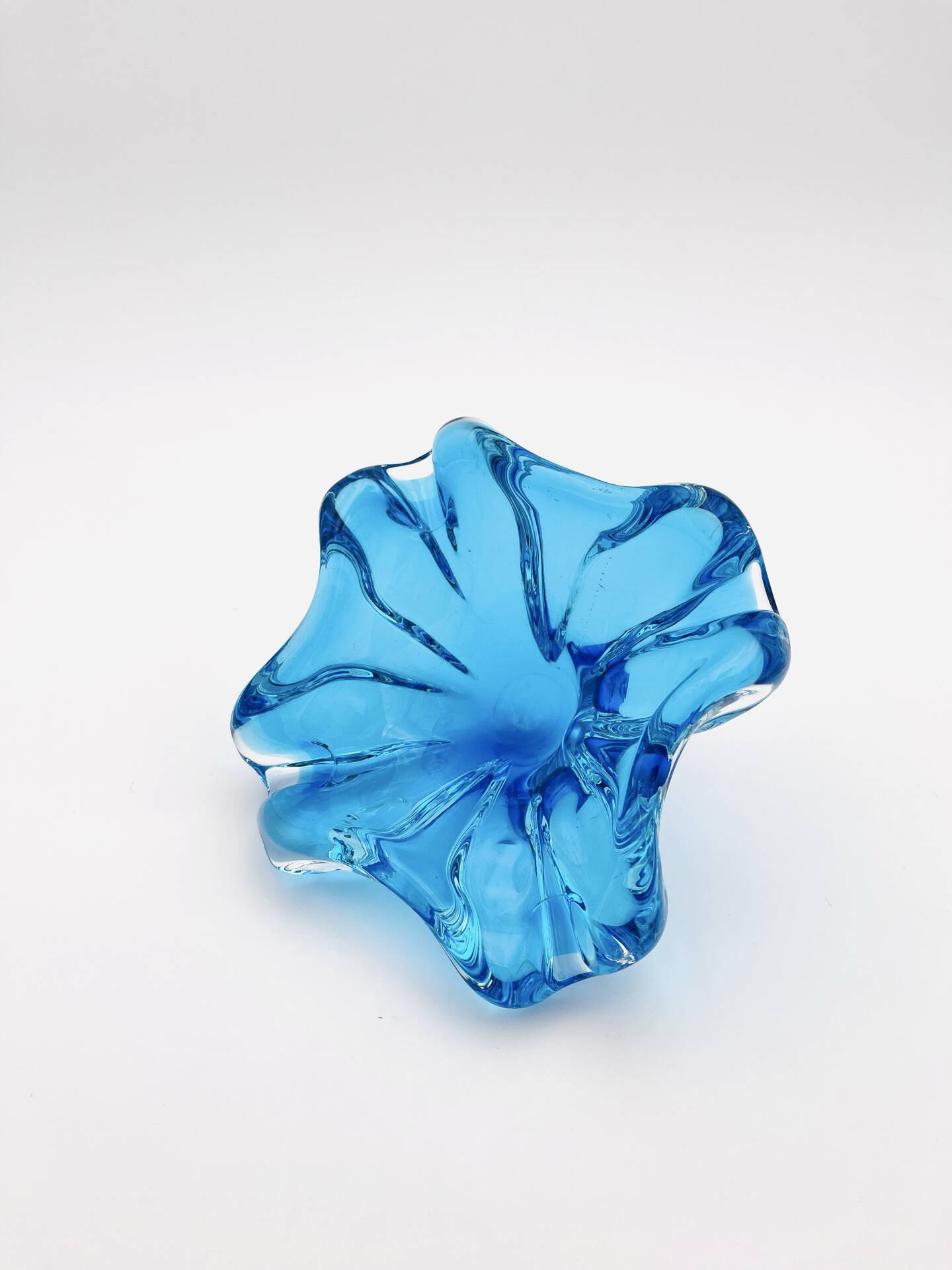 Flavio Poli Murano Crystal Sommerso Blue Turquoise Cup 17cm