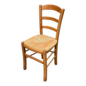 Chaise bois massif chêne et paillée Louis Philippe