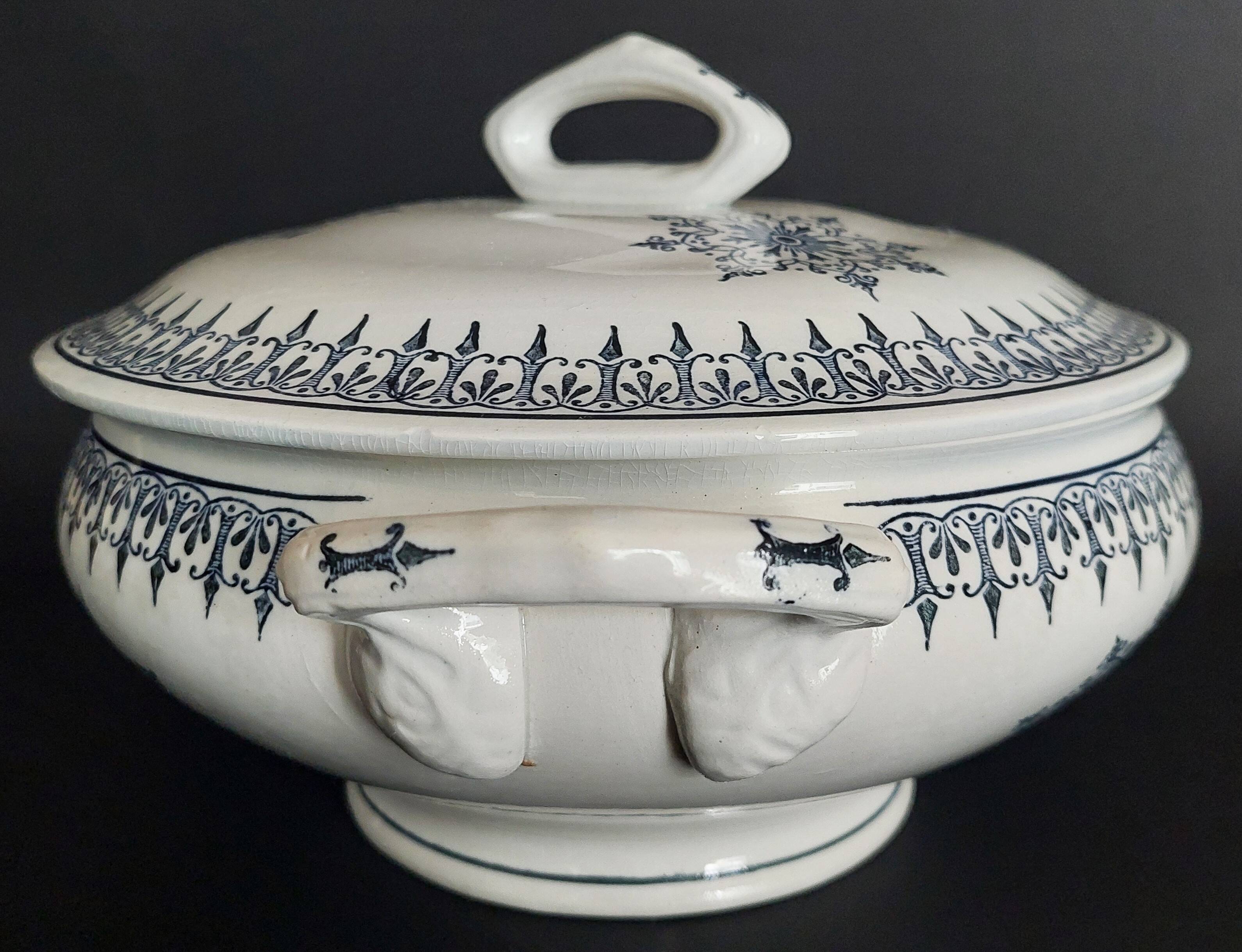 Antique Saint Amand earthenware tureen with Primax decoration